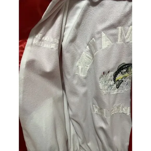 Vintage 1980s BASS MASTERS Red Satin Bomber Jacket w/PatchS & Logo